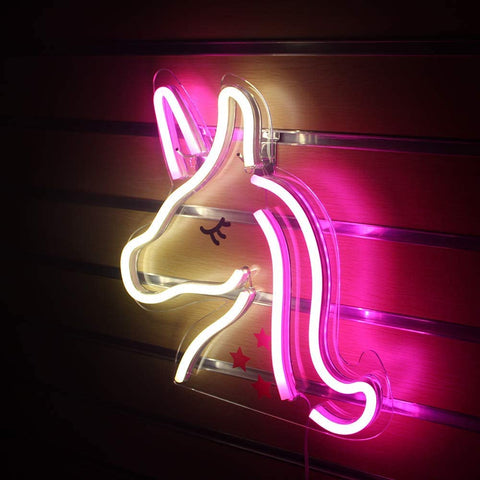 Neon Light Wall Art Sign "Unicorn" Shaped Pink White Color (Pack Of 1)