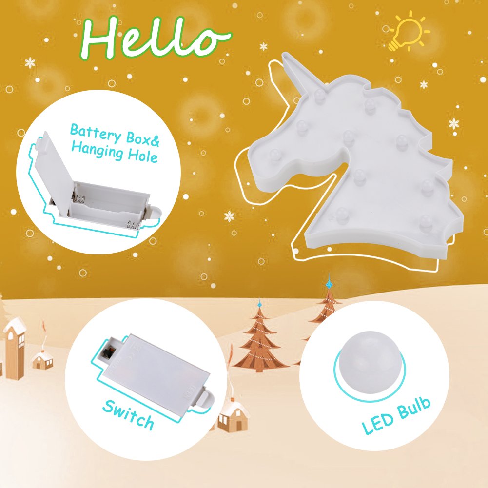 Marquee Unicorn Shaped Light - White