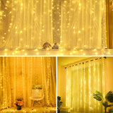 Curtain String Light for Window 300 LED 8 Lighting Modes Fairy Lights Remote Control USB Powered Waterproof Lights - Warm White