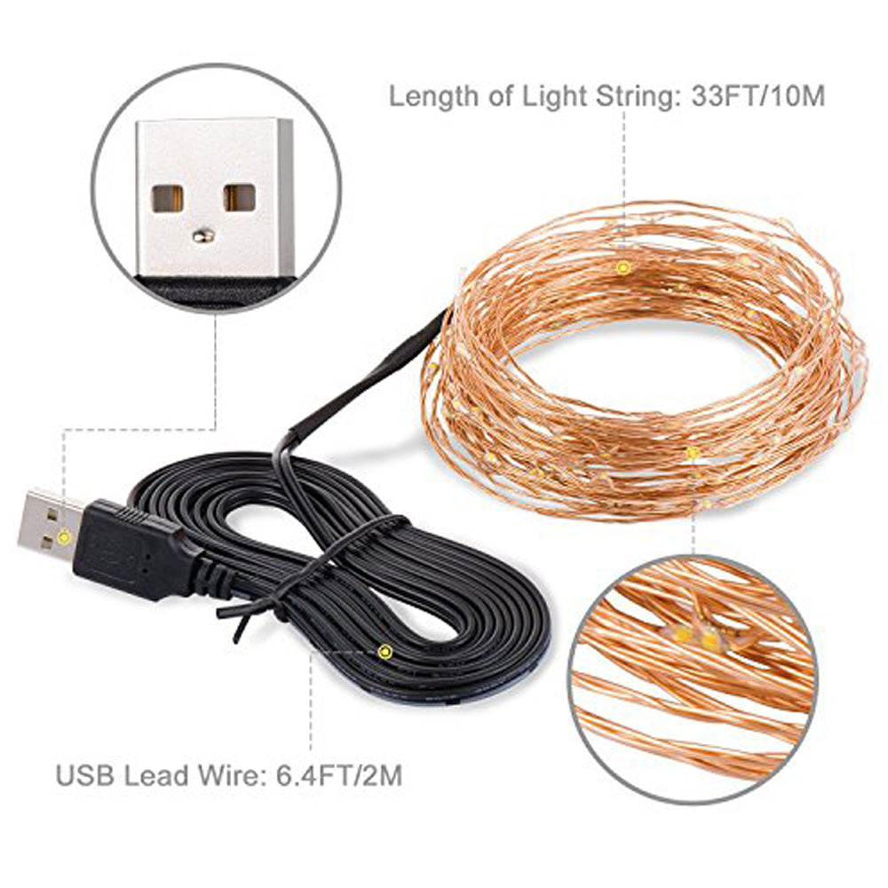 USB Powered String Light Warm White (10 Meter )
