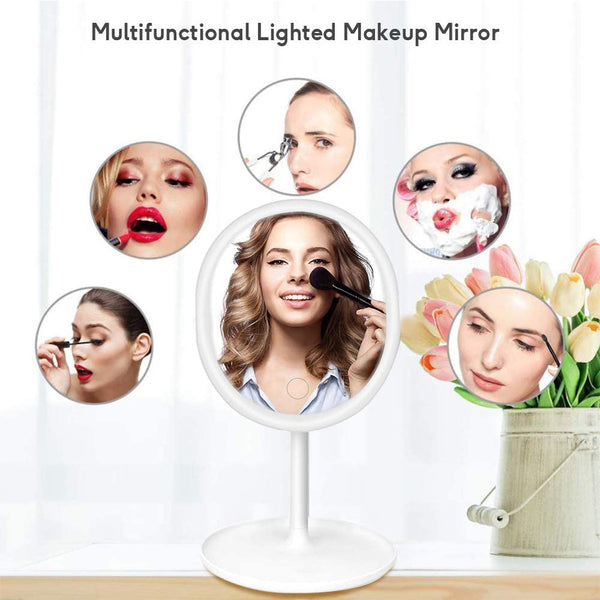 Portable, Detachable Lighted LED Makeup Mirror with Touch Control for Vanity, Countertop, Tabletop